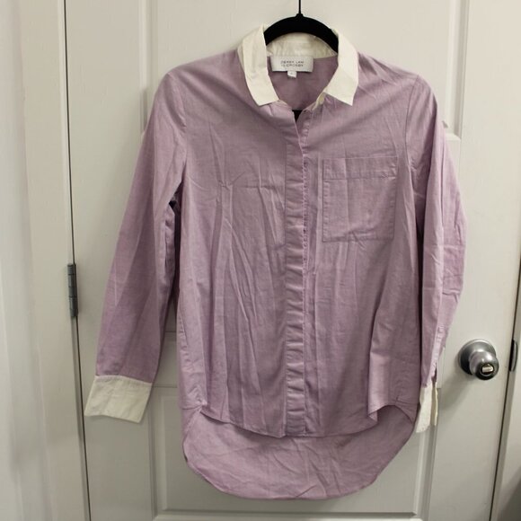 Derek Lam 10 Crosby Button Down Purple Long Sleeve with Collar Button Closure 6 - Picture 2 of 4